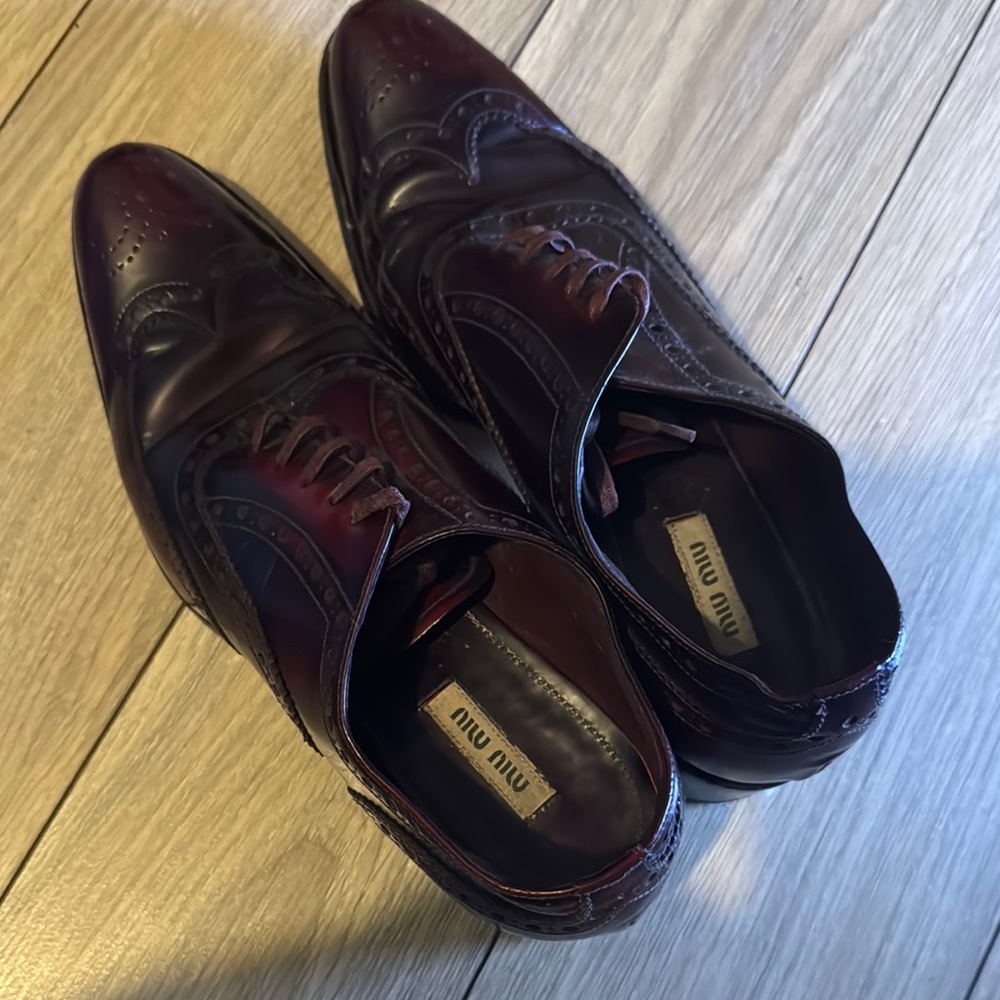 Miu Miu Men's Burgundy Leather Shoes
